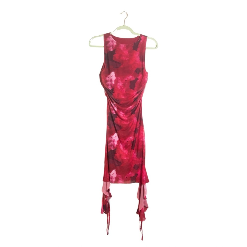 Elegant Red Tie-Dye Dress